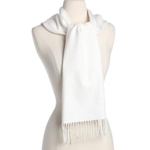 White Solid Color 100% Cashmere Scarf Made in Scotland