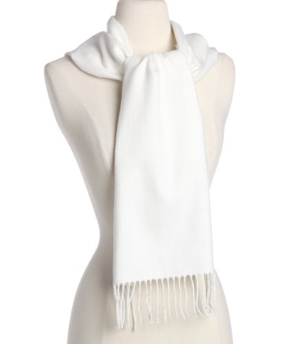 White Solid Color 100% Cashmere Scarf Made in Scotland
