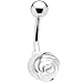Sterling Silver Floral Faux Pearl Belly Ring