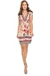 The Olian Shirred Shoulder Cross Front Border Print Dress