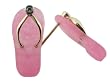 Pink Jade Flip-Flop Single Diamond Strap Sandal Earrings, 14k Gold