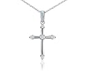 10k White Gold Diamond Cross Pendant (.06 cttw, J Color, I3 Clarity), 18"