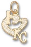 Kansas City Royals Solid 14K Gold ''I Heart KC'' 1/2'' Pendant