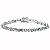 9 Carats Sterling Silver Genuine Aquamarine Tennis Bracelet (7 1/4)