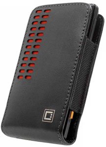 Cellet Bergamo Leather Case Red 2 Clips Black For Samsung BLACKJACK (i607)