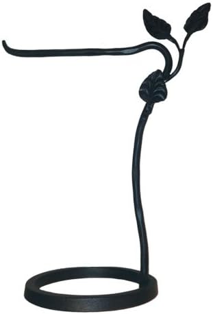Calico Wrought Iron Countertop Leaf Towel Stand, Black Iron Finish