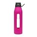 22 Oz Classic Glass Water Bottle with Black Lid and Jacket in Fuchsia