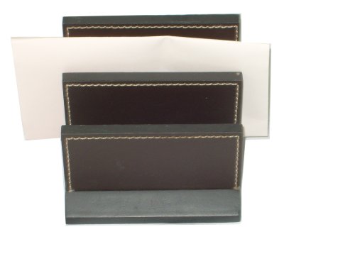 H & L Russel Letter Rack, Dark Brown Leatherette, 11 x 9.6 x 10 cm