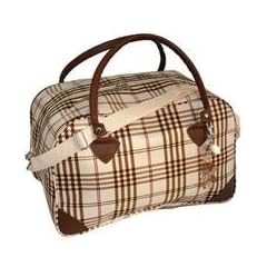 Chiara Ambra kleine Reisetasche in braun kariertem Design, ideal f�r Kurztrips, Gr��e: ca. 41 x 25 x 26 cm