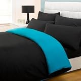 Fusion Reversible Black & Teal Double Bed Duvet Cover Set