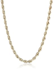 14k Yellow Gold 1.7mm Hollow D-Cut Rope Chain Necklace