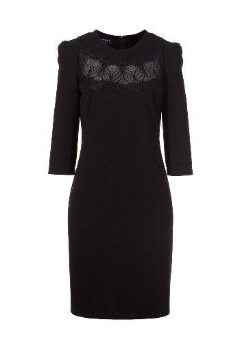 APART Damen Kleid/ Knielang Jersey-Kleid mit Spitzen-Einsatz, 345028, Gr. 34, Schwarz (sch Preisvergleich