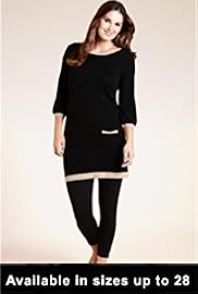 Plus Slash Neck Contrast Tipped Tunic