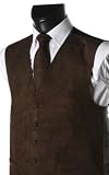 Men's Dark Brown Suede Effect Front Panel Waistcoat