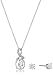 Amazon Collection Sterling Silver Cubic Zirconia Oval Pendant Necklace and Earrings Boxed Jewelry Set
