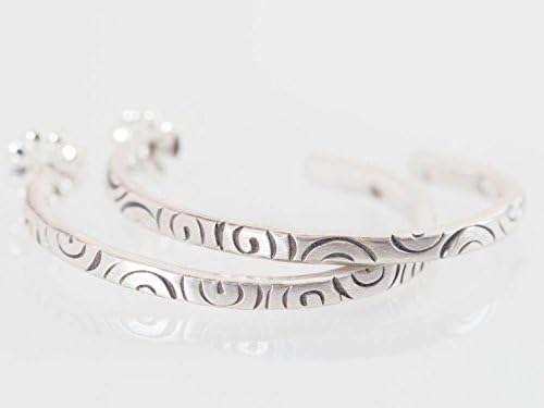 Sterling Silver Hoop Earrings Spirals Hammered Lightweight OOAK Recycled Metal Oxidized