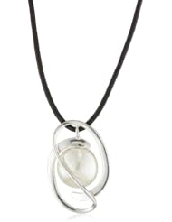 Majorica 14mm Coin Leather Embrace Necklace, 16-18"