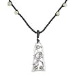 Dragonfly Scroll Pendant in Sterling Silver on a 16" Hand Woven Black Cord with Green Agate Accent Beads, #8064