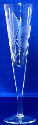 Individually Hand Etched Fleur De Lis Champagne Clear Glass 9.5"H Set / 4