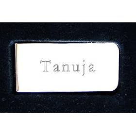 Chrome money clip - Engraved name: Tanuja
