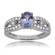 Tanzanite and Diamond Fancy Ring in 14kt White Gold