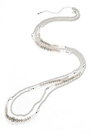 Silver Plated Beaded Multi-Strand Rope Necklace