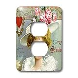 TNMPastPerfect Valentines - Vintage Valentine woman With White Hat - Light Switch Covers - 2 plug outlet cover