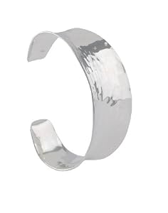 Instinct Silver 095 Concaved Hammered Wide Cuff Bangle