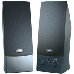 Cyber Acoustics CA-2012RB CA-2012 2PC 2W SPEAKERS W/ CLOTH GRILL & HEADPHONE JACK BLACK