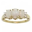 Opal & Diamond 3 Stone Ring in Solid Yellow Gold 
