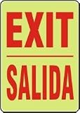 ADMITTANCE AND EXIT EXIT/SALIDA 14 x 10 LUMI GLOW PLUS ADHESIVE Sign