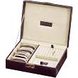 Dark Brown Leather Four Watch Valet Jewelry Case Box