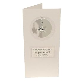 Christening Teddy Charm Greeting Card