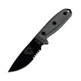 RAT Cutlery RC-3, Linen Micarta Handle, Black Blade, ComboEdge