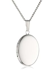 Sterling Silver Polished Oval Locket Necklace