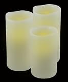 Mark Feldstein & Associates B456MT Set of 3 Flameless Candle Pillar Vanilla with Melted Top and Timer