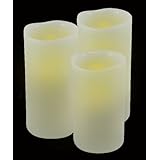 Mark Feldstein & Associates B456MT Flameless LED Vanilla-Scented Candle Pillar with Auto On/Off Timer, Set of 3