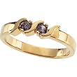14K Yellow or White Gold Mother's Ring - 2 Stone