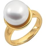 12.00 Mm Fine Full Button 18K Yellow Gold South Sea Cultured Pearl Ring