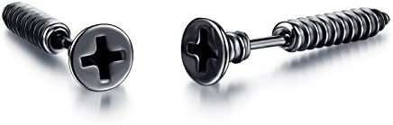 Kaariag Punkin® Unisex Fashion Piercing 3D Cross Screws Ear Stud Earrings Spike Earring