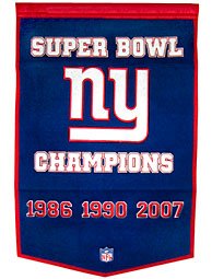 Buy New York Giants 24x36 Wool Super Bowl Dynasty Banner by Winning Streak Sports