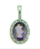 14k White Gold Amethyst Pendant Diamond Bezel by ModernArt