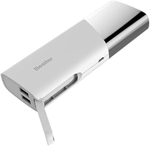 Broadcore Besiter 7500mAh Dual USB Output External Mobile Battery Travel Charger Pack Universal Power bank with LED Lamp for Samsung Galaxy S6 Edge ( White Color )