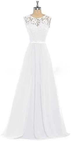 HHBY Women's Lace Tank Bridesmaid Dresses For Wedding Party Formal Gown White Size US 12