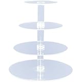4-Tier Stacked Party Cupcake and Dessert Tower - Clear Acrylic Cake Stand (Round) - BY OFEH