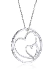 Sterling Silver "Mothers and Daughters Are Joined In the Heart" Double Heart Pendant Necklace , 18"
