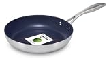 GreenPan, Stockholm Stainless Steel Triply, 24 cm, Open Fry Pan, Ceramic Non-Stick Coating