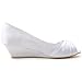 ELEGANTPARK Women Peep Toe Pumps Rhinestones Mid Heel Wedges Satin Wedding Bridal Shoes