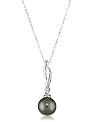 Radiance Pearls "Pearl Jewelry" 14K White Gold 9mm Tahitian South Sea Pearl and Diamond Pendant Necklace