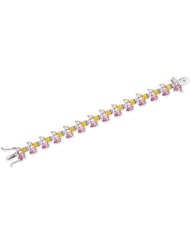CleverSilvers CZ. Flower Multi Color Pink Sapphire Peridot Canary Amethyst Silver Bracelet